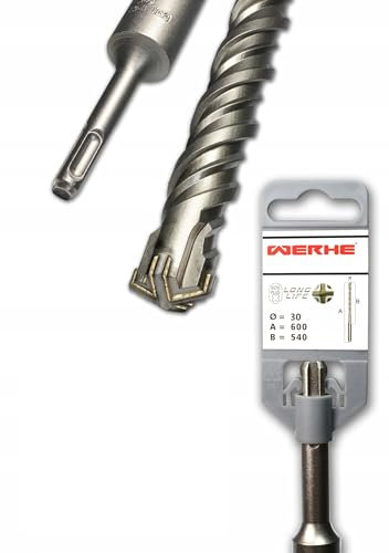 WERHE Betonbohrer SDS PLUS 30x600mm – Hammerbohrer für Beton und Ziegel – 4-Schneiden