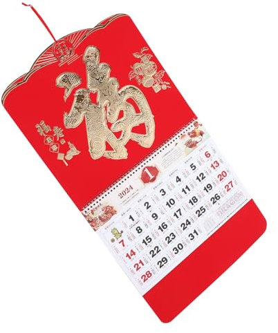 BCOATH Chinesischer Glückskalender Kalender „gott Des Reichtums“. Wandkalender Hängekalender Für Das Neue Jahr 2024 Jahr Des Drachen-abreißkalenders Papier Schild Chinesischer Stil
