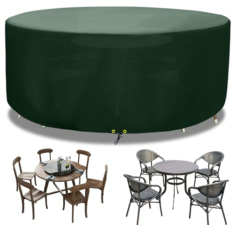 Funshot Gartenmöbel Abdeckungen Wasserdichte Runde Gartentischabdeckung 190x80cm Outdoor-Tischabdeckungen für Gartenmöbel Gartenabdeckungen Runde Polyethylen für Tisch und Stuhl, Grün
