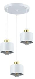 LumenTEC Hängende Leuchte, Pendelleuchte, E27 Elza x3 rund weiß + gold., 2490