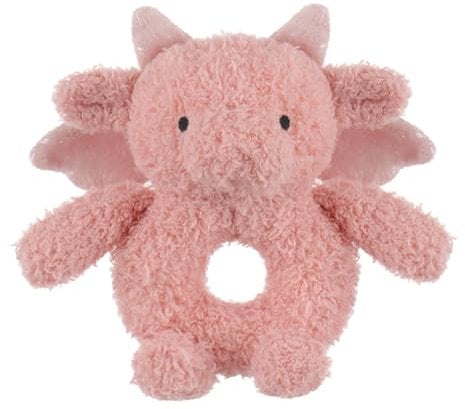 Apricot Lamb Baby Dragon Pink Soft Rattle Toy,Hold and Shake Toy with Sound, Plush Stuffed Animal for Newborn Infant Babies Soft Over 0 Months (Pink)