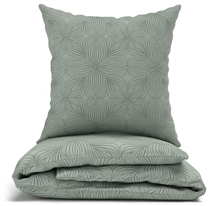 LARAWELL Bettwäsche 135x200 Baumwolle ganzjahres Bettwäsche-Sets grün Ornament Pastel Premium