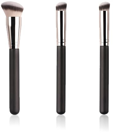 JTUYPT 3 Pcs Pinceau Fond de Teint Pinceau Anticernes Pinceau de Maquillage Professionnel pour Maquillage du Visage Foundation Brush pour Mélange Liquide Crème Poudre Fard à Joues ou Anticerne