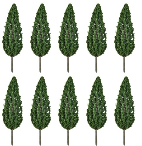 Lot de 10 arbres miniatures en plastique pour paysages de trains - 15 cm