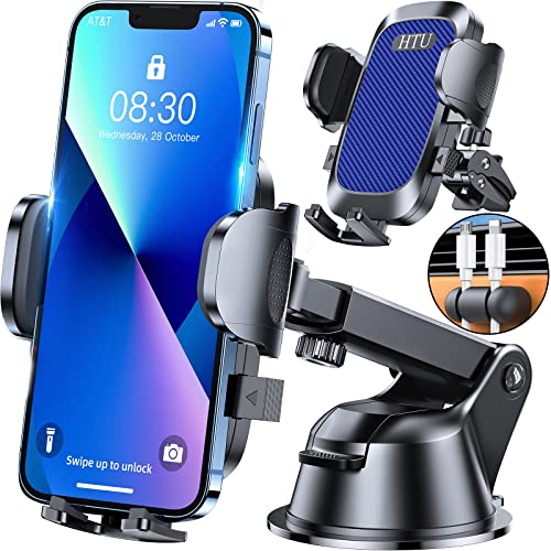 HTU【2024 Militär-Klasse 4 in 1 Handyhalterung Auto【tärkst Saugnapf & Clip】 360° Drehbar Universale KFZ Autohalterung für iPhone 15 Pro Max 14 13 12 11 Samsung Galaxy S24 S23 S22 Usw, Marine Blau