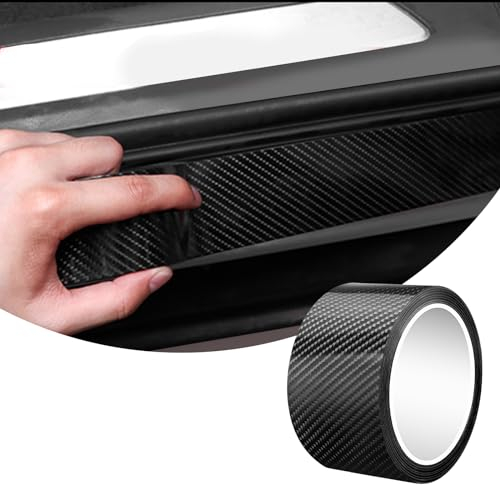 Carbon Folie Auto Lackschutzfolie Transparent Einstiegsleisten Schutz Autofolie, Auto Schutzfolie Selbstklebend Universal, Kohlefaser Aufkleber für Türgriff Schutz (7cmX10m Schwarz)