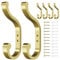 jockcaras Gold Coat Hooks Wall Mounted - Heavy Duty Metal Hooks for Clothes, Towels, Hats, Keys, and Coats | Perfect for Mudrooms | 6 Pack