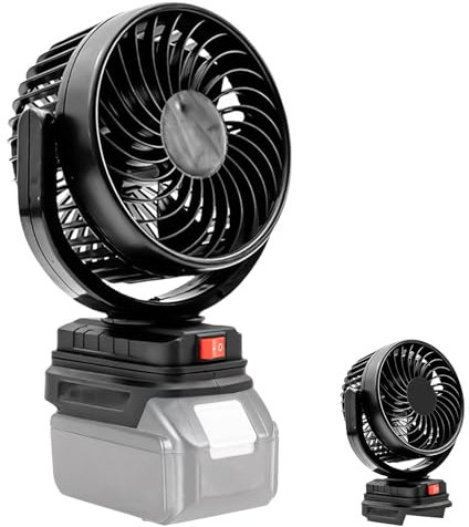 Vaileal Ventilador inalámbrico portátil, mini ventilador adecuado para Makita 21 V, ventilador inalámbrico para el hogar, para camping, taller y obra (sin batería)