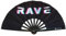 Generisch Fächer Rave - XXL Handfächer- Hand fan – Das Must-Have Accessoire für Rave Techno und Festivals: Fächer Stabil Bambus Holz Schwarz Faltbar und Groß