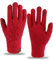 Long Keeper Rote Woll Handschuhe für Damen Winter Touchscreen Gestrickte Elastische Manschetten Handschuhe Weiche Dehnbare Warmen Handschuhe zum Fahren Radfahren (Rote Drehung)