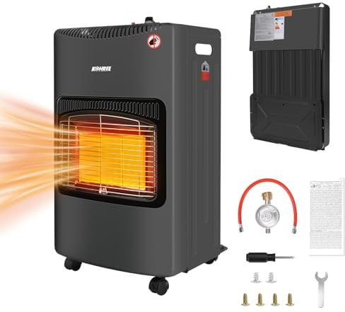 Kohree 4200 Watt Keramik Gasheizer, Gasheizung Dreifacher Sicherheitsschutz, Gasheizofen, Heizstrahler Gasheizgerät, inkl. Gasdruckregler Gasschlauch Schutzhülle Butan- oder Propangasflaschen bis 15kg