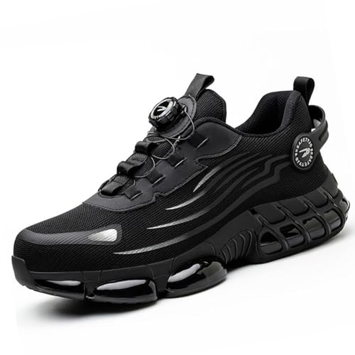 Arbeitsschuhe Herren Industrie Handwerksschuhe Leichte Atmungsaktive Sport Sicherheitsschuhe Anti-Smash Anti-Spike Stahlzehen Schuhe Quick On/Off Button Sicherheitsschuhe Damen Arbeitsschuhe