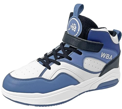 HSNA Zapatillas Deportivas para Niños Zapatillas de Baloncesto(Azul y Blanco 35 EU)