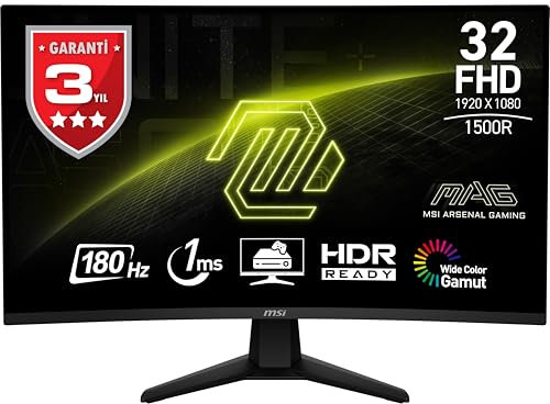 MSI MAG 32C6 Écran Gaming incuvé 32'' Full HD - Dalle VA 1500R 1920 x 1080, 180 Hz / 1ms (MPRT), Adaptive Sync - DP 1.2a, HDMI 2.0b CEC