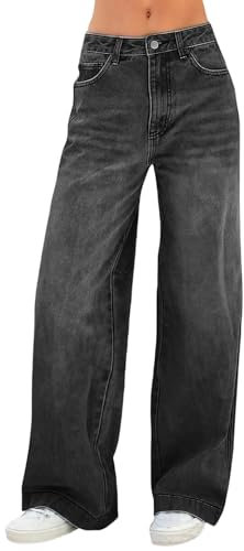 LuminBlaze Jeans Baggy Femme Taille Haute Vintage Jean à Jambe Large et Coupe Ample Loose Fit en Denim