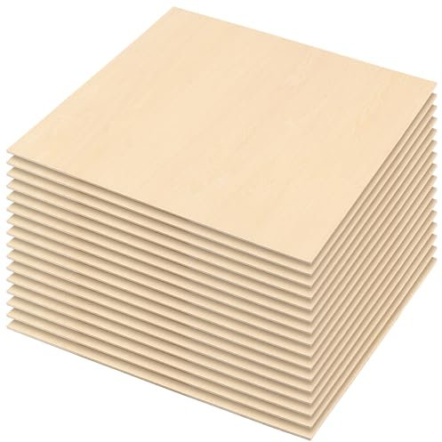 MOUYAT 16 PCS Plywood Sheets, 300 x 300 x 3mm Craft Wood Boards, Unfinished Basswood Sheets, Square Wood Planks for Engraving Crafts Painting Arts