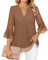 Akiooue Women's Longline Tops with 3/4 Ruffle Sleeve, Party & Casual Baggy Tops Size 20