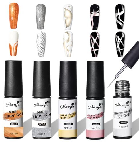 Thoquene 5 Stück 3d Gel Liner Nail Art, Langebig Stamping Gel