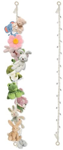 Teddy Toy Hammock, Stuffed Animal Net, Storage Rope with Removal Clip Space Saving Stuffed Animals Storage Chain Boho Toy Holder Portable Hanging Hammock for Hats Toys Dolls Cards