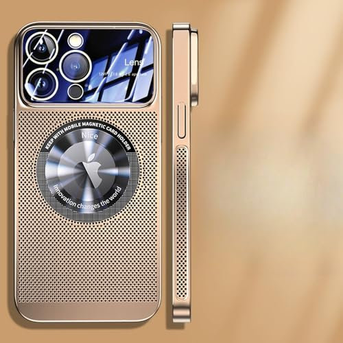 HTYTFC Electroplated Heat Dissipation Phone Case For Iphone 13 11 12 14 15 Pro Max Plus Magnetic Plating Phone Cover,Gold,For iPhone 13 Pro