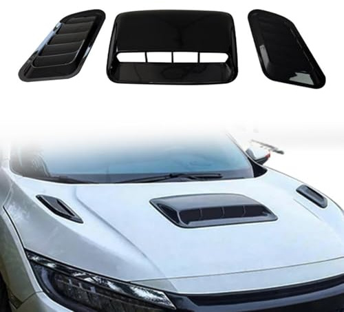 Zeroupshop Abdeckung für Autohaube, 40 cm, schwarz, Lufteinlass, dekorative Kotflügel-Modifikation, Außenzubehör mit aufklebbarer Installation
