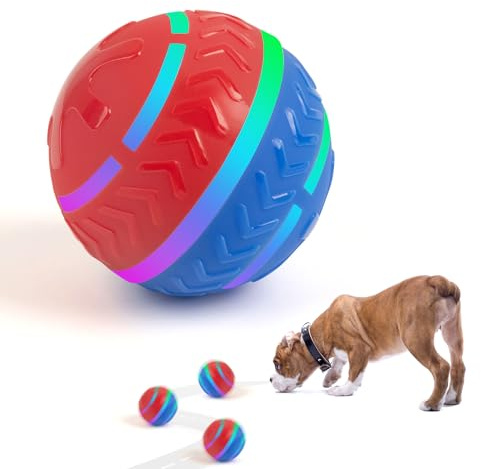 Pet Prime Aufladbarer selbstrollender Hundeball mit LED-Lichtern • Knautschfester & spritzwassergeschützter Spielball • 2 Intelligente Bewegungsmodi • Für Hunde Aller Größen