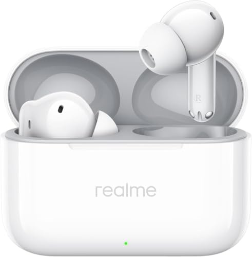 realme buds T200 In-Ear Bluetooth Headphones White | Bluetooth 5.4 LDAC, 32dB ANC, 50h riproduzione, Assistente vocale, Driver bassi dinamici 12,4mm, IP55