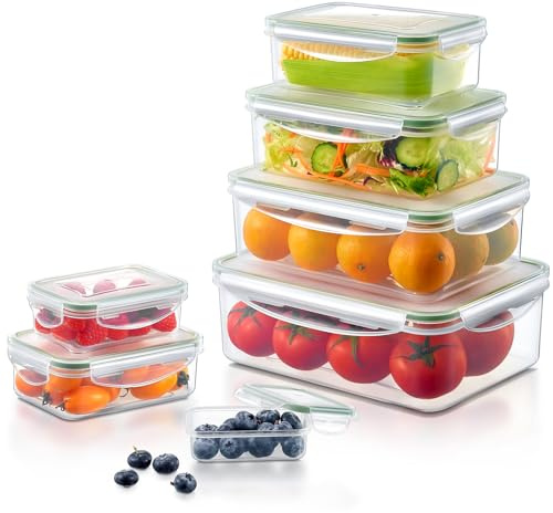 Contenitori per alimenti con coperchi, ermetici, 7 pezzi, contenitori per il pranzo, a prova di perdite, contenitori per la preparazione dei pasti per la cucina, riutilizzabili, in plastica, adatti a