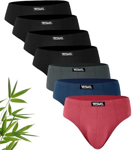 YESWEL Slip Homme en Fibre de Bambou Lot de 7, sous-Vêtements Respirants Classiques, Ceinture Confortable et Douce, sans Étiquettes Anti-Frottement (Multicolore 02, L)