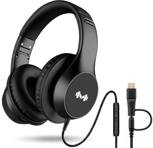MartiAudio Wired Headphones for Adults, Over-Ear Headset with Hi-Fi Stereo Sound, Noise-Isolating Ear Cushions, Lightweight Comfortable Design, Tangle-Free Cable, Ideal for Work, Travel & Dail
