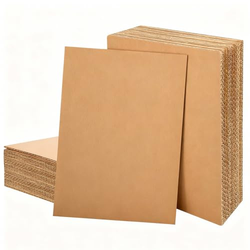 Lot de 20 cartes ondulées A3 - Carton épais - Pour le bricolage - Marron - Papier kraft - Pour bricolage, artisanat, peinture et artisanat - Multi-usages - Carton A3 - 2 mm d'épaisseur - Grand (42 x
