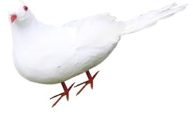 DEARMAMY Große Künstliche Weiße Taube mit Drahtfuß Realistische Friedenstaube zur Heim und Hochzeitsdekoration Deko Vogel für Rahmen und Pflanzen