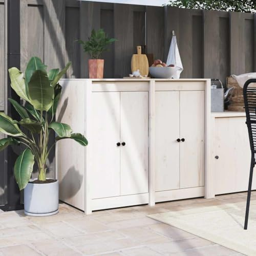 Frdhee Türschrank, Türen für Outdoor-Küche 2 STK. Weiß 50x9x82cm Massivholz Kiefer Nur Schranktür für Kleiderschrank Möbelfronten, Möbeltür offene Lamellen