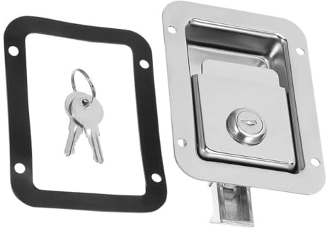 ASAKKURA Loquet de Porte Encastré en Acier Inoxydable avec Poignée à Palette et Clés, Verrou de Camion et Remorque, Serrure Marine Haute Résistance pour Boîte à Outils, Sécurité