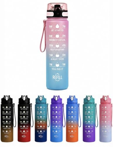 Sports Water Bottle with Straw and Time Marking, and 27OZ Capacity - Motivational and Eco-Friendly BPA-Free Bottle for Running, Gym, Yoga, Outdoors, and Camping