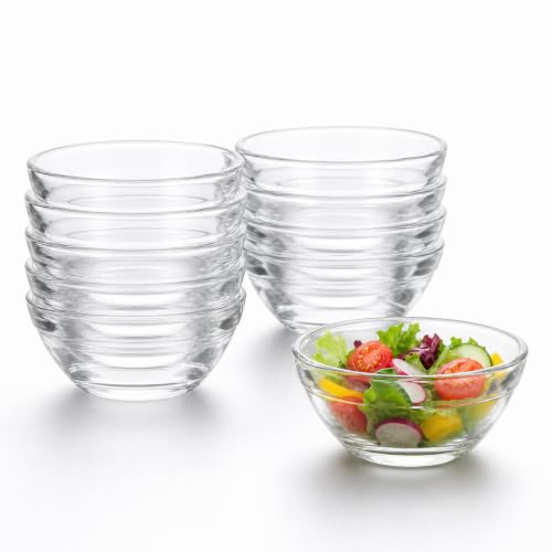 Romon Verrines En Verre Transparentes, Lot De 10 Mini Bols Ronds 6cm, Coupelles Cuisine Pour Condiments Et Épices, Empilable Pour Usage Quotidien Et Fêtes