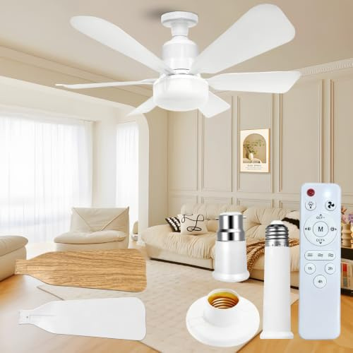 FIBRAVE Ceiling Fan with Lights and Remote 2026 New Ceiling Fans LED 40W 3 Speeds Modern Fan Light Dimmable 3 Color Light Bulb Fan for Bedroom, Living Room, Closet, Garage, Kitchen(White)