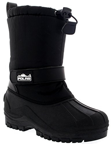 Unisex Bambini Coulisse Chiusura Nylon Neve Pioggia Pelliccia Stivali - BLK37 AYC0154