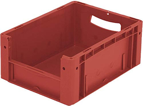 BITO 43-14979 Eurostapelbehälter XL mit stirnseitiger Sicht Entnahmeöffnung, 400 mm x 300 mm x 170 mm, 15 kg Inhaltsbelastung, Rot