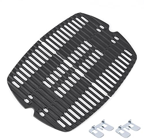 QuliMetal 7644 Cast Iron Cooking Grate – Replacement Parts for Weber Q100, Q120, Q1000, Q1200, Q1400, Baby Q Series Gas Barbecue, 12.7 × 8.5 inches, Pack of 2