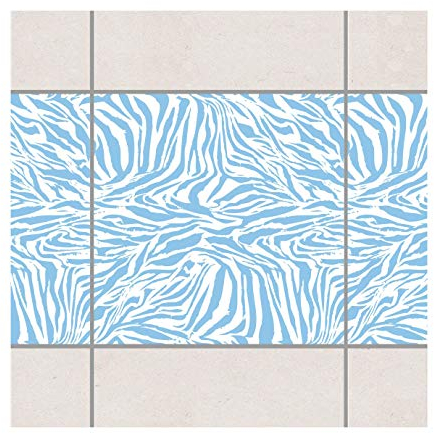 Fliesen Bordüre Zebra Design Light Blue 15x15 cm Blau, Setgröße: 20teilig