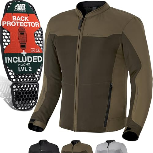 SHIMA OpenAir Motorrad Jacke Herren mit Protektoren AirForce Rückenprotektor Motorradjacke Sommer Mesh Belüftet Textiljacke Schutzjacken Protektorenjacke Luftige (Männer, Braun, XXL)