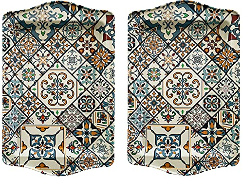 Vassoio da portata dal design completamente turco – Confezione doppia di vassoi con confezione regalo, piatti decorativi per tazze, bevande, ciotole, ideale per la casa (Cappadocia)
