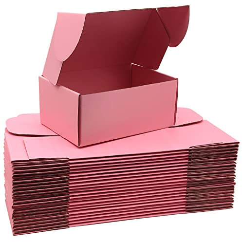 Lmuze Kleine rosa Versandkartons für kleine Unternehmen, 25 Stück, 22,9 x 15,2 x 10,2 cm, Wellpappe, Versandkartons für Versand, Verpackung, Handwerk, Geschenke, Produkte