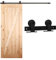 Schiebetürbeschlag 203cm Schiebetüren Schiebetürsystem Komplettset Laufschiene Rollen Set Schwarz für 1 Holztür 101cm Breit, Kleine Rolle in T-Form