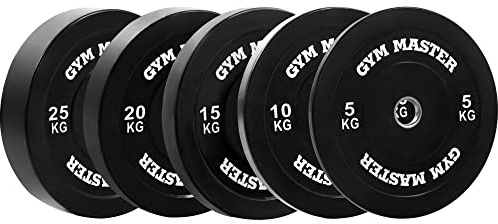 GYM MASTER 2 Black Rubber Bumper Plates for Olympic Barbell Weight Lifting