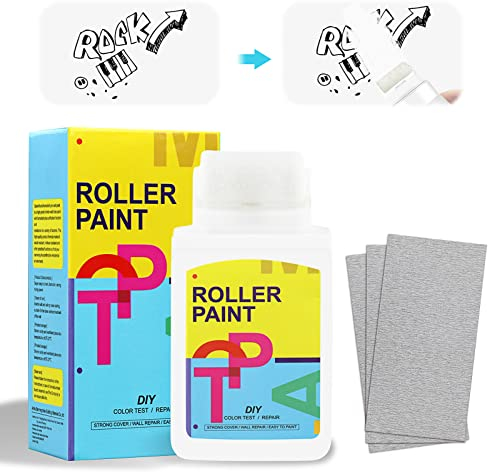 Miioto Wandreparatur Rollbürste, Spachtelmasse Wand, Löcher Wand Füllen Weiß, Fertiger Spachtel zum Effektiven Füllen von Löchern, Rissen und Graffiti an Wänden, 100g
