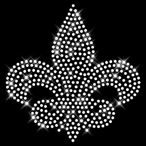 Glitzerdeals Bügelbilder Karneval Strass funkelnde französische Lilie kristall Aufbügler für Textilien Lilie Bügelmotiv französische Lilie Fasching Patch zum Aufbügeln Lilie Heraldik