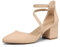 DREAM PAIRS Scarpe Tacco Donna Eleganti Decollete a Cinturini Incrociati Punta Chiusa Sposa Decolte Tacco Medio Largo,Size 37,Nude-Nabuk,SDPU2354W