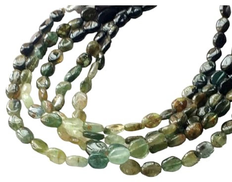5-7 mm grüne Turmalin schlichte ovale schlichte Perlen, grüne Turmalinperlen, 7 Zoll grüner Turmalin für Schmuck, grüner Turmalin